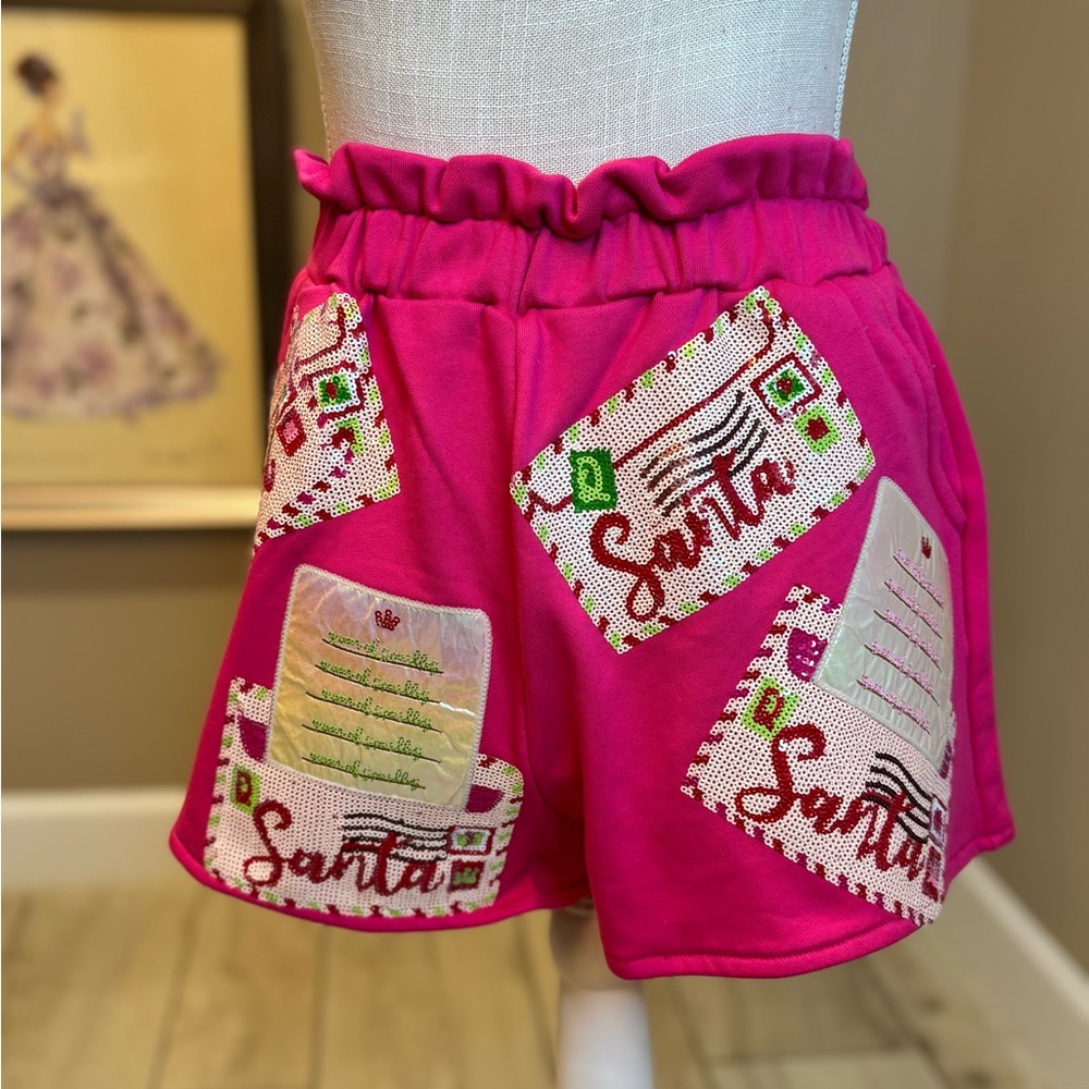 New! QUEEN OF SPARKLES Hot Pink Letters to Santa Shorts